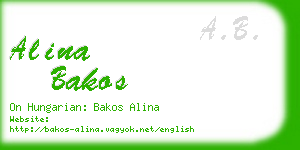 alina bakos business card